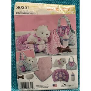 Simplicity Sewing pattern 0351 plush dog dog bed carrier bottle bone
